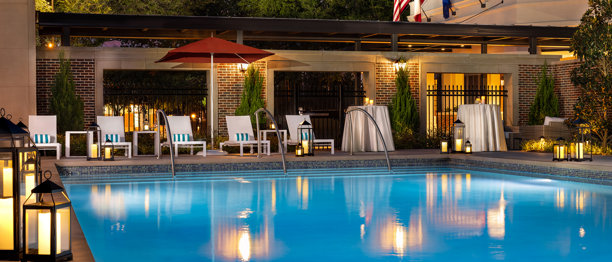 Close-up of the outdoor pool at Warwick Melrose Dallas 