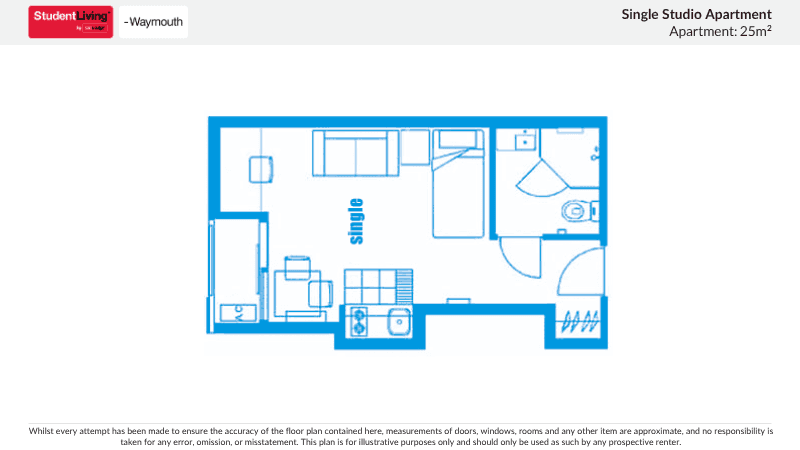 Single Studio Apartment Floorplan