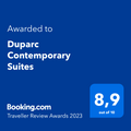 Traveler Review Awards banner at Duparc Contemporary Suites