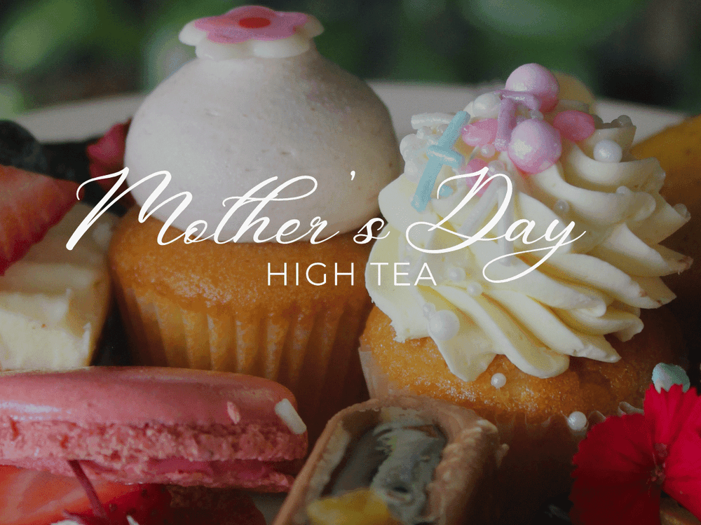 Assorted desserts with the text Mother's Day High Tea on the Central Coast.