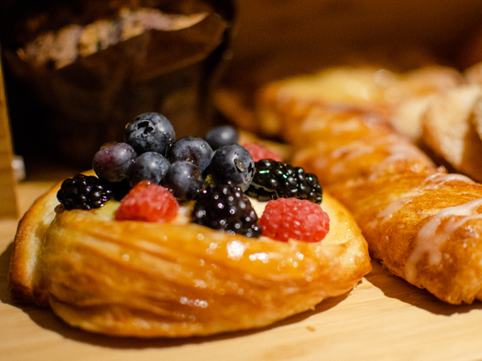 Close-up of freshly baked pastries served at Ivey's Hotel