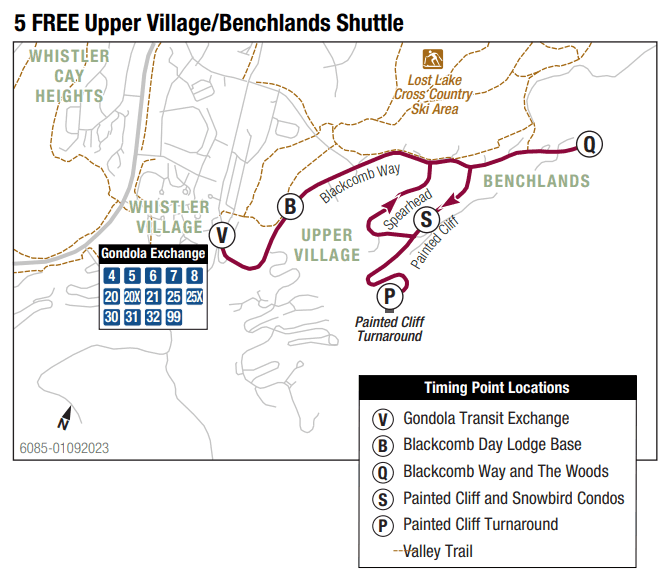 Shuttle bus route at Blackcomb Springs Suites