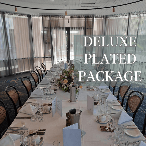 Well-arranged dining table for Deluxe Plated Package at Amora Hotel Riverwalk Melbourne