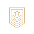Gold shield with star and stripes emblem at Pickwick San Francisco