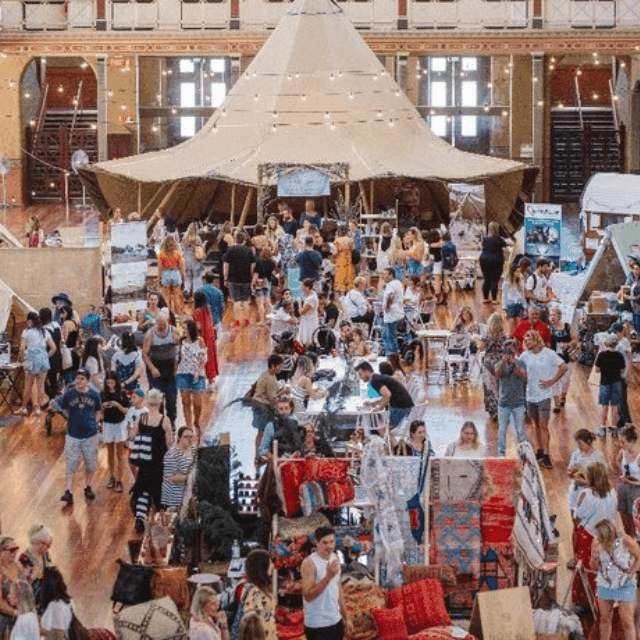 Market inside the Royal Exhibition Building
