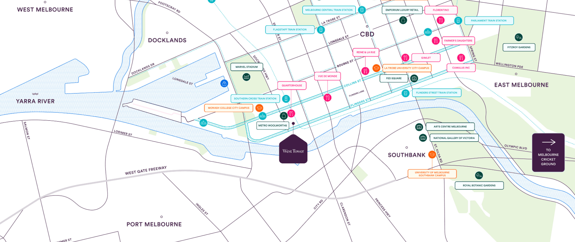 West Tower, Melbourne Quarter Map