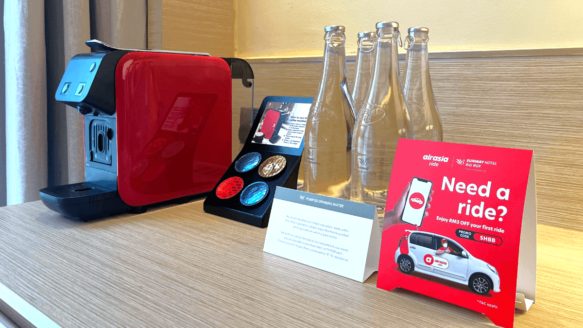 Table with Coffee amenities in Deluxe Family King at Sunway Hotel & Resorts