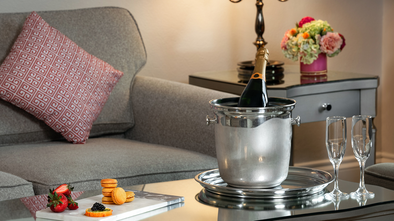 Close-up of wine served in the room at Warwick Melrose Dallas
