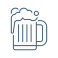Beer mug icon representing bar and beverage options at Anchorage By The Sea