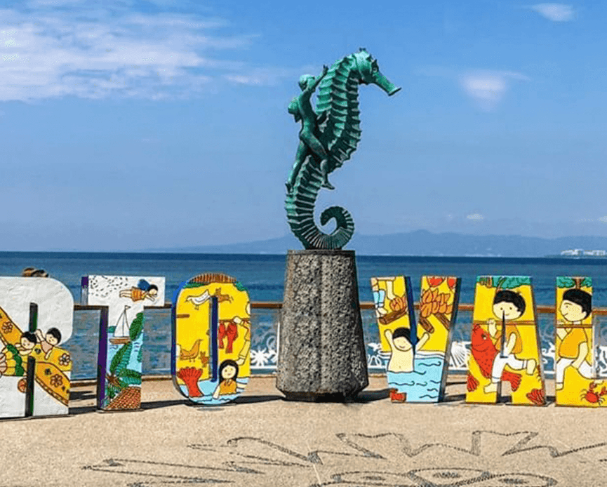 Letters by the beach with seahorse near Casa Dona Susana