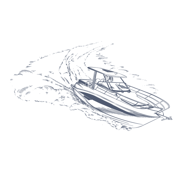 Illustration of a speedboat on the water at Toka Toka Resort Nadi Fiji نادي