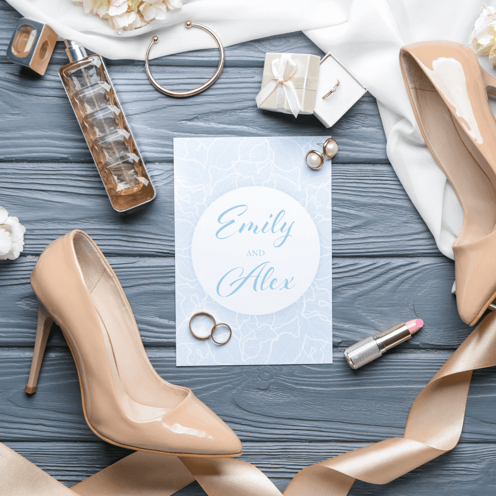 Flat lay of wedding accessories at Union Bluff Hotel