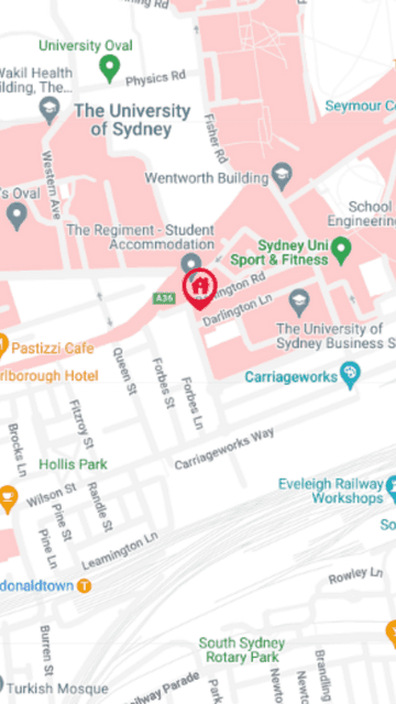 University of Sydney - Darlington House Student Accommodation Map
