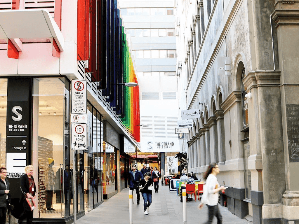 People walking the streets near Brady Hardware Lane