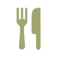 Icon of cutlery to represent dining options. 