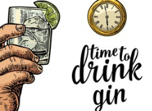 Poster with a clock to promote gin o'clock