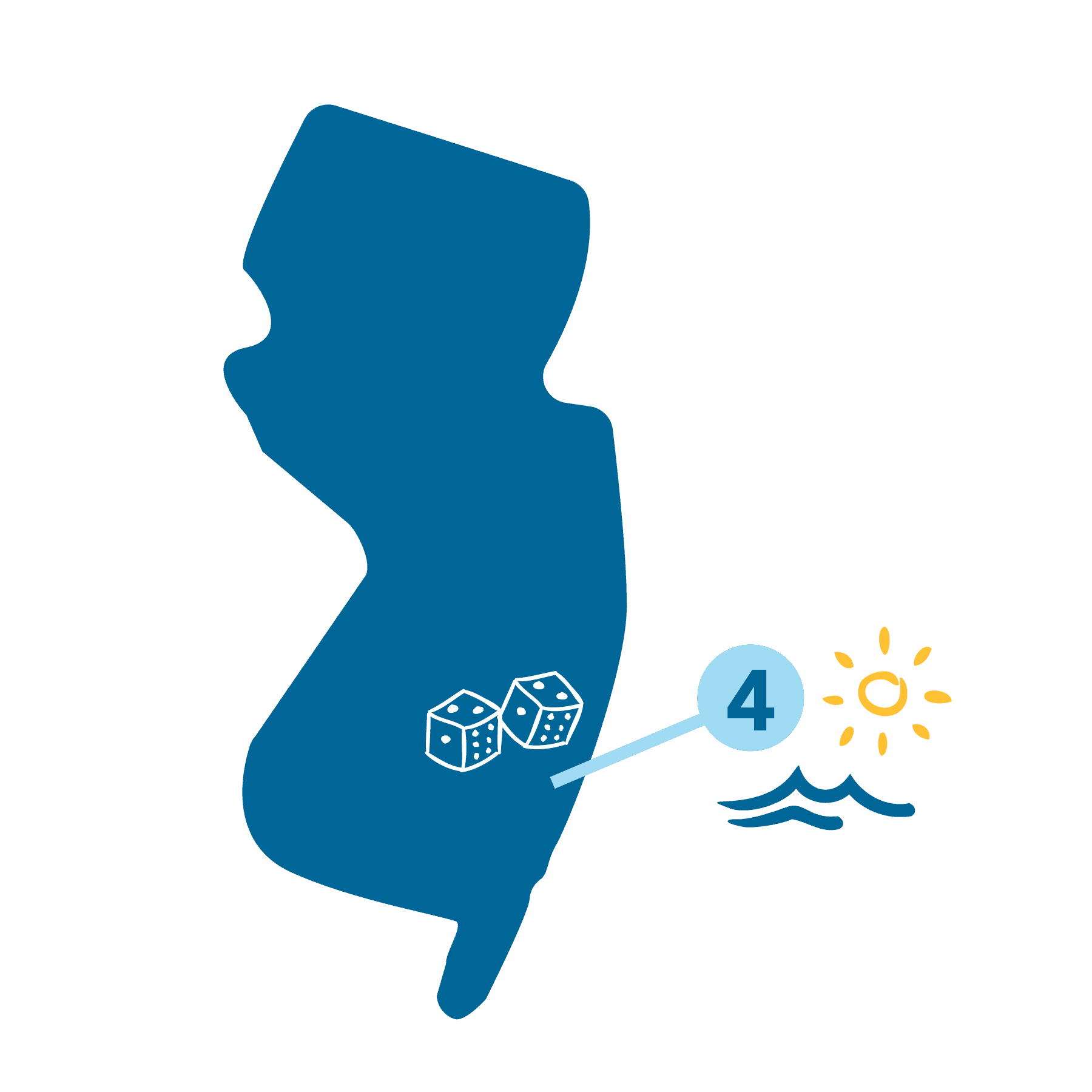 Map of New Jersey state at Legacy Vacation Resorts