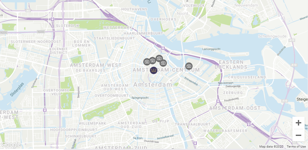 Map location image used at Luxury Suites Amsterdam