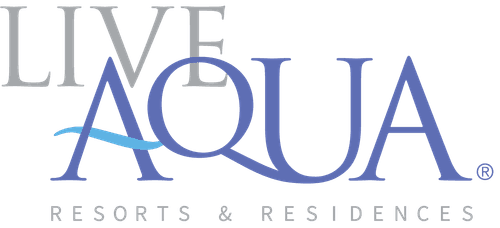 The logo of Live Aqua Resorts Residence Club used at Fiesta Inn