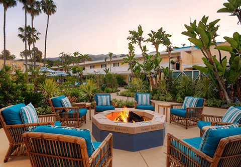 Firepit surrounded with chairs outdoors at Catalina Island Company