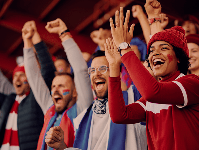 Fans at Rugby Sevens match cheering
