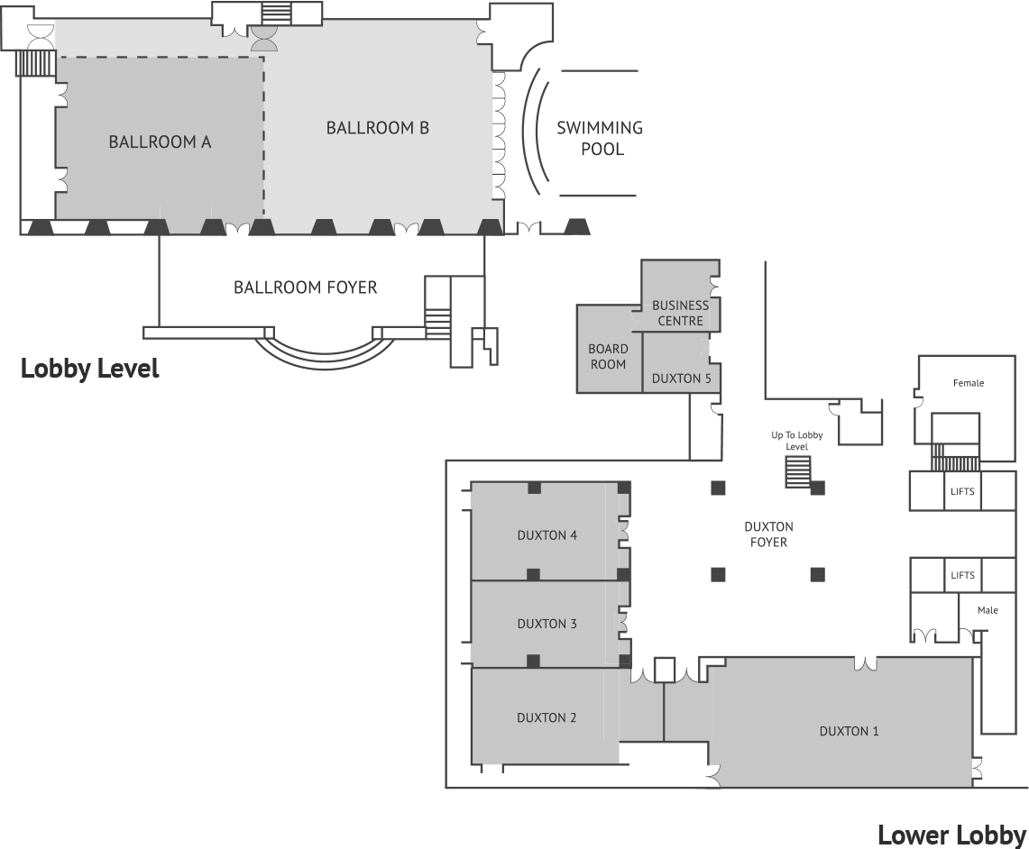 Lobby level map of the Duxton Hotel Perth