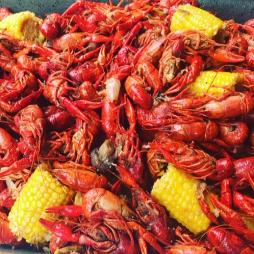 Crawfish and corn served at a shop near the hotel