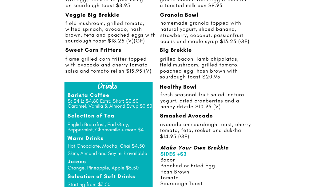 Ibis Kitchen & Bar Breakfast Menu at Ibis Sydney Airport