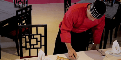 Chef by the table in Teppanyaki at Playa Blanca Beach Resort