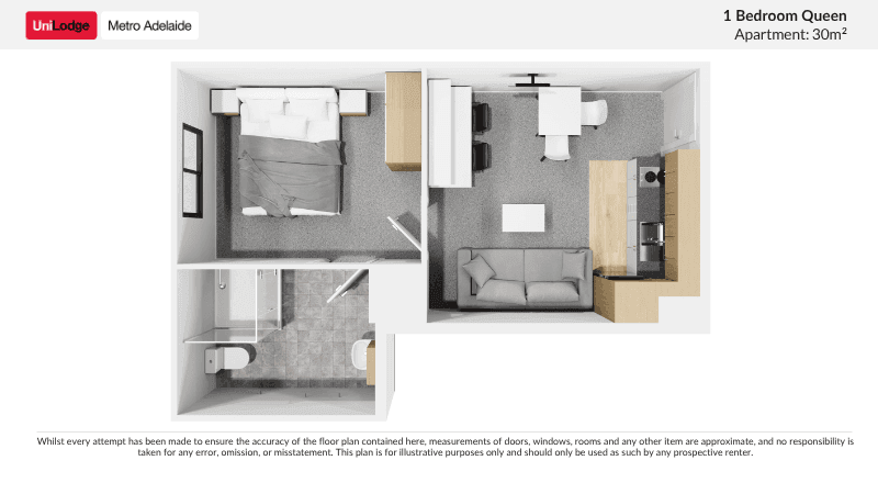 1 Bedroom Queen Floorplan