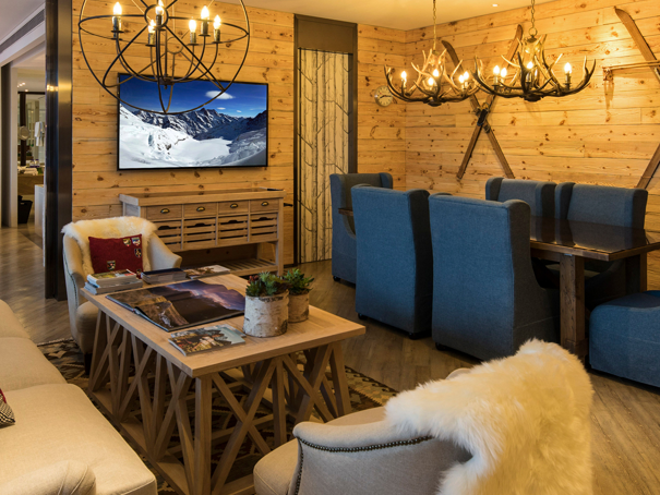 Dining area of Swiss Chalet room at Hotel Eclat Beijing