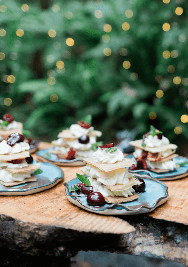 Close-up of mini cake dessert served at Alderbrook Resort & Spa