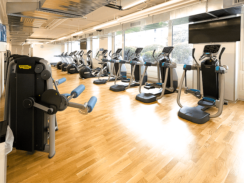 Fitness center with various exercise equipment at Warwick Geneva