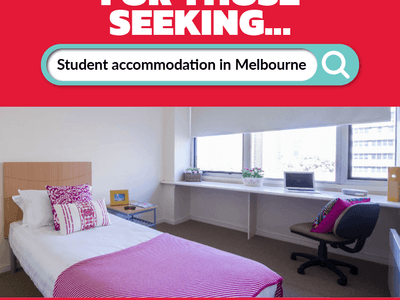 Student accommodation in Melbourne with a bed, desk, and chair at 570 Lygon.