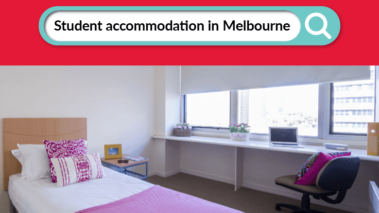 Student accommodation in Melbourne with a bed, desk, and chair at 570 Lygon.