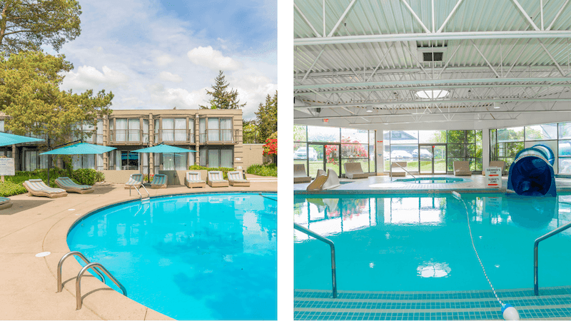 The pool slide at Sandman Signature Vancouver Airport Hotel