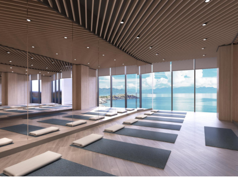 Interior of a Yoga Class with yoga mats at Wyndham Garden
