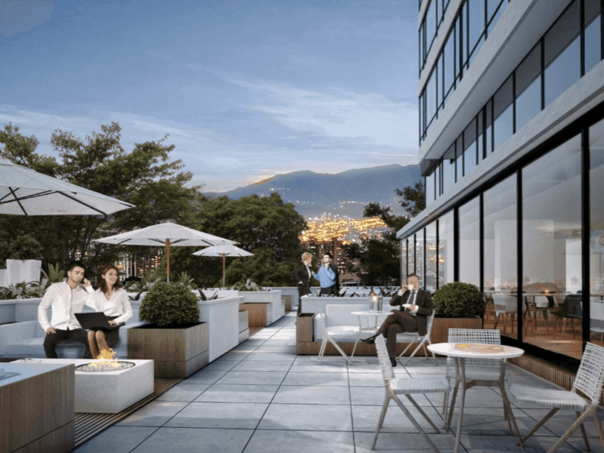 people outside on terrace