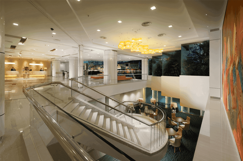 Luxury interior of spiral staircase in the lobby of Sunway Hotel Georgetown