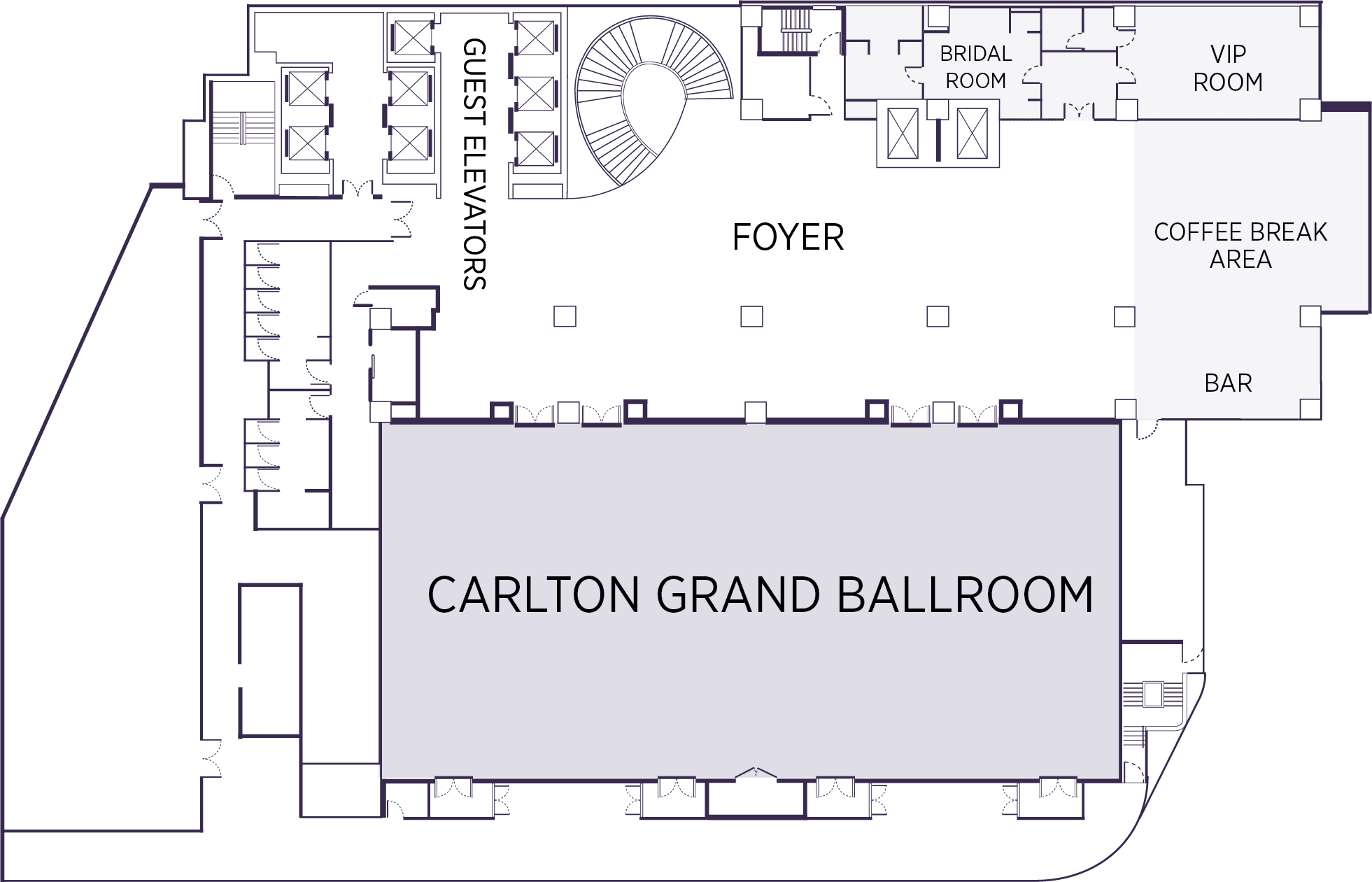 Floor plan of Grand Ballroom, 9th Floor at Carlton Hotel Bangkok Sukhumvit