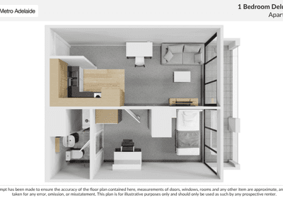 1 Bedroom Deluxe Balcony Floorplan