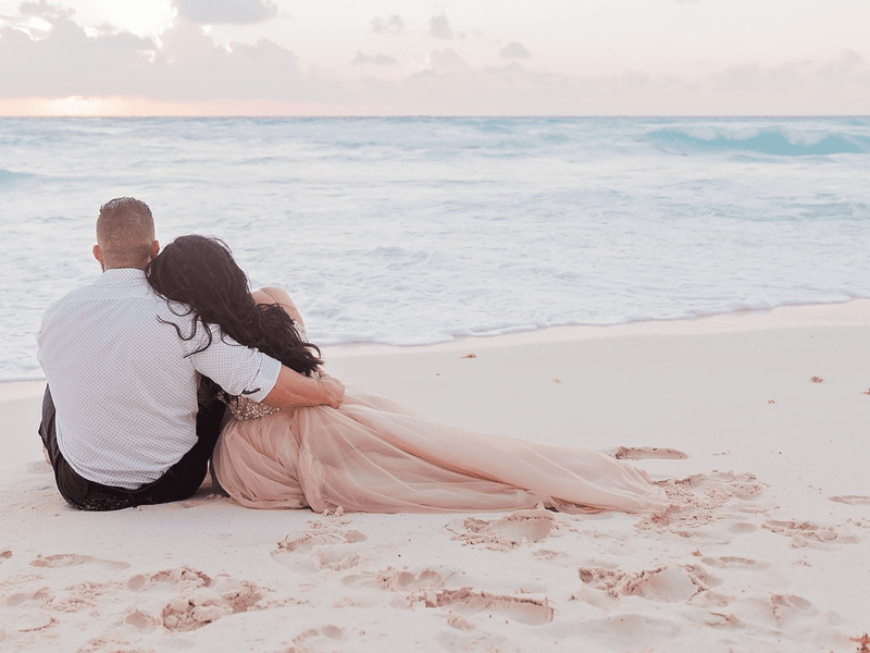 Wedded couple relaxing by the beach near FA Puerto Vallarta
