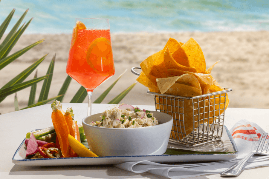 Snacks and beverages served overlooking the beach at The Diplomat Resort