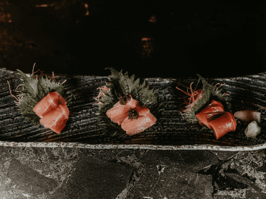 3 different sashimi on a platter