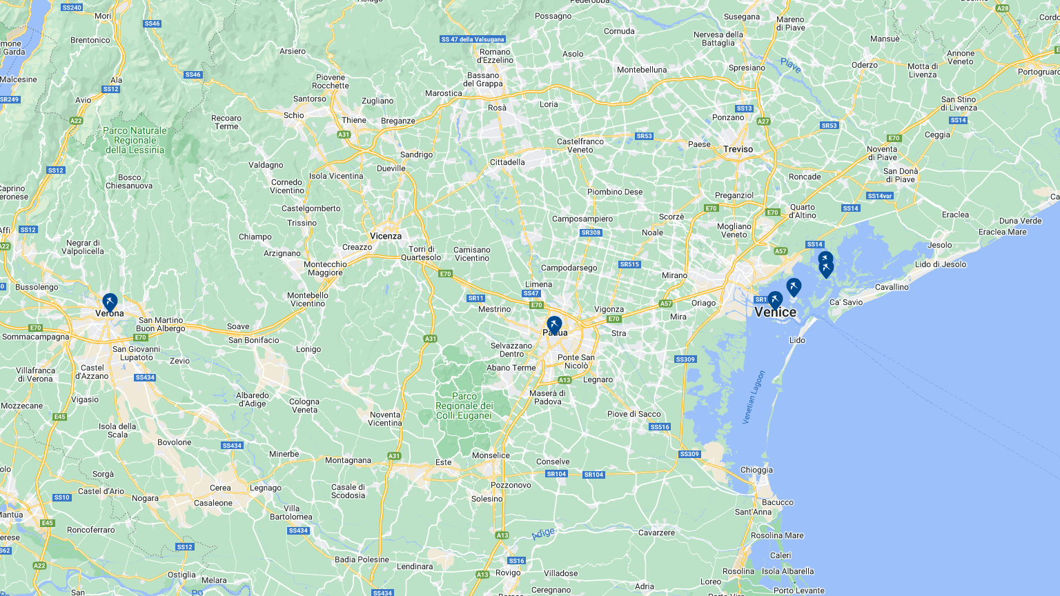 Google map image of local attractions near Falkensteiner Hotels used at Falkensteiner Residences Jesolo