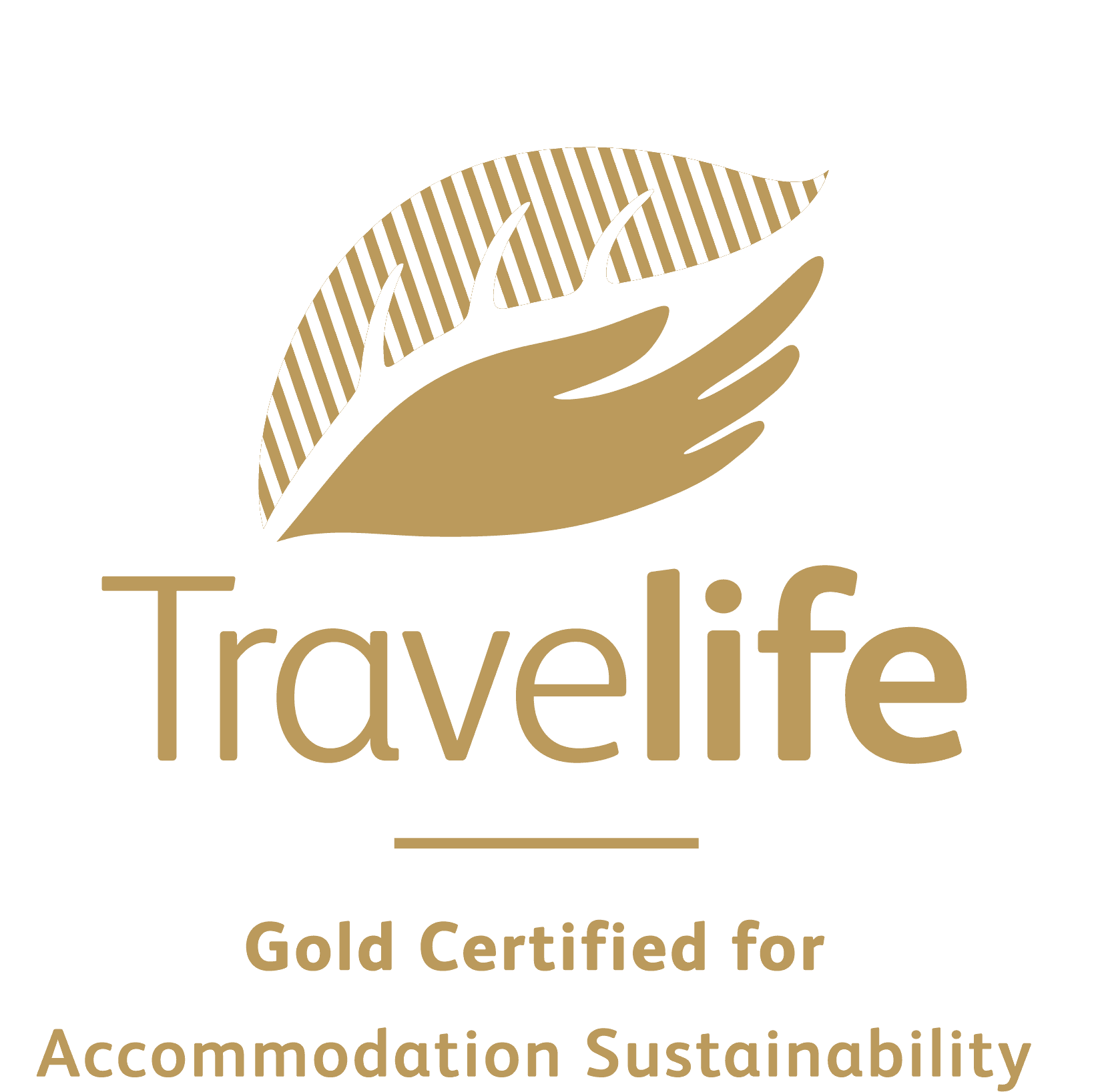 Official logo of Travelife, Gold Certified for Accommodation Sustainability at Hotel Açores Lisboa