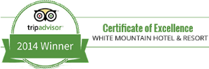 Logo of 2014 Certificate of Excellence at White Mountain Hotel