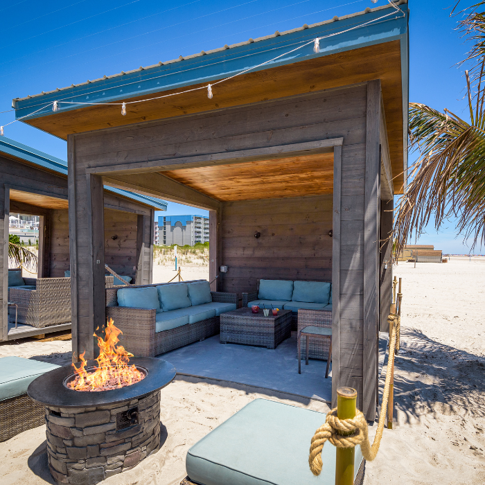 Cabana & Fire pit at The Star Beach Bar on Diamond Beach NJ