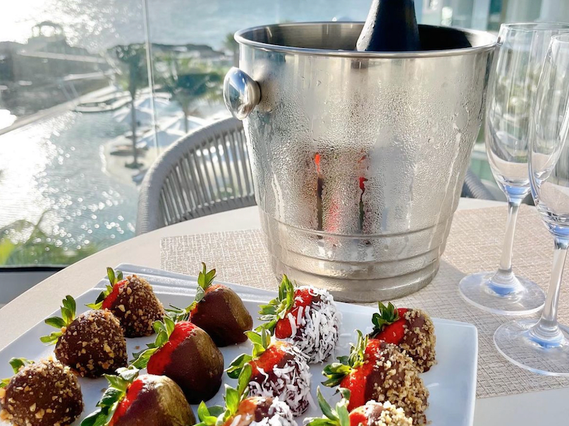 Chocolate strawberries & champagne, Morgan Resort Spa Village
