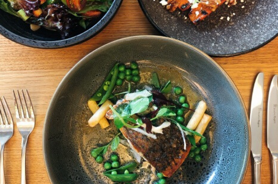 Salmon dish served in Croft Restaurant at Amora Hotel Sydney